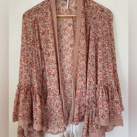 NWOT Free People Lola Chiffon Floral Print Kimono - Picture 3 of 5